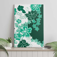 Green Hibiscus Plumeria Floral Canvas Wall Art LT01 - Polynesian Pride