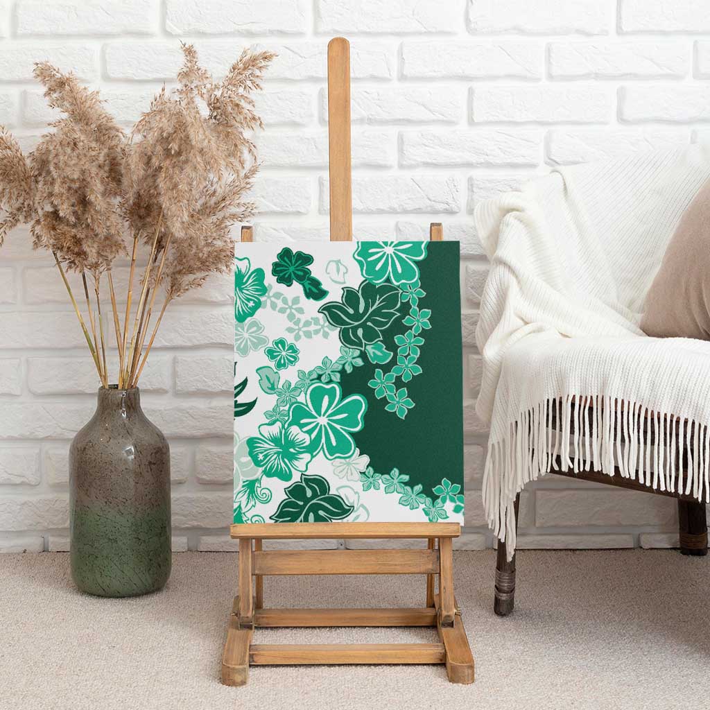 Green Hibiscus Plumeria Floral Canvas Wall Art LT01 - Polynesian Pride