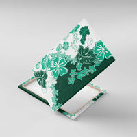 Green Hibiscus Plumeria Floral Canvas Wall Art LT01 With Frame Green - Polynesian Pride