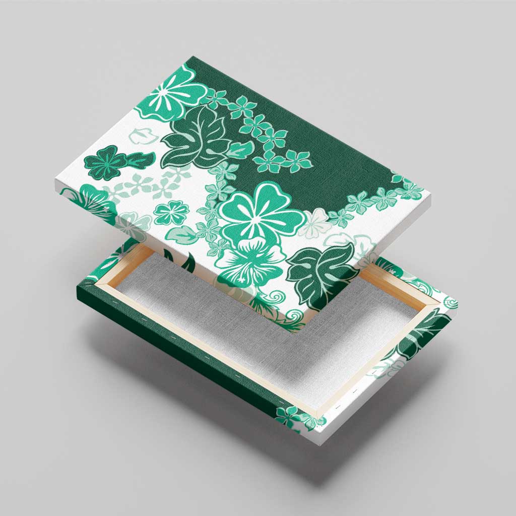 Green Hibiscus Plumeria Floral Canvas Wall Art LT01 - Polynesian Pride