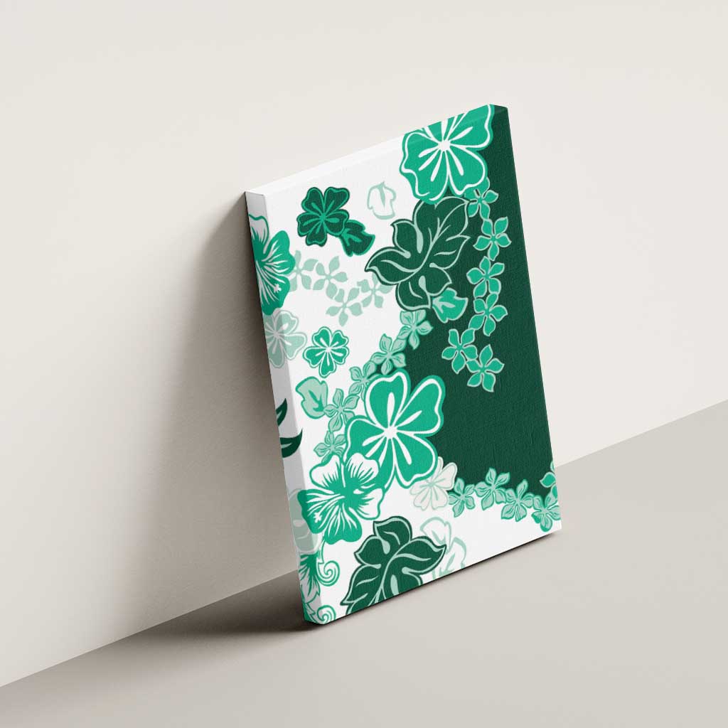 Green Hibiscus Plumeria Floral Canvas Wall Art LT01 - Polynesian Pride