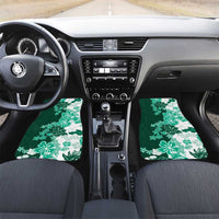 Green Hibiscus Plumeria Floral Car Mats LT01 Set 2pcs - Front Green - Polynesian Pride