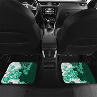Green Hibiscus Plumeria Floral Car Mats LT01 Set 2pcs - Back Green - Polynesian Pride