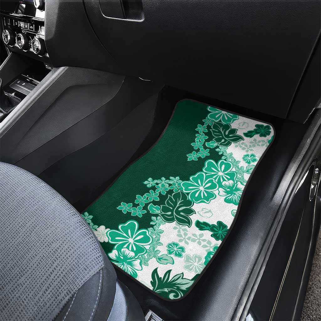 Green Hibiscus Plumeria Floral Car Mats LT01 - Polynesian Pride