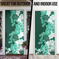 Green Hibiscus Plumeria Floral Door Cover - Polynesian Pride
