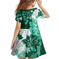 Green Hibiscus Plumeria Floral Family Matching Off Shoulder Short Dress and Hawaiian Shirt - Polynesian Pride