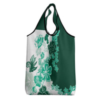 Green Hibiscus Plumeria Floral Grocery Bag LT01 - Polynesian Pride