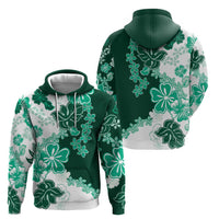 Green Hibiscus Plumeria Floral Hoodie - Polynesian Pride