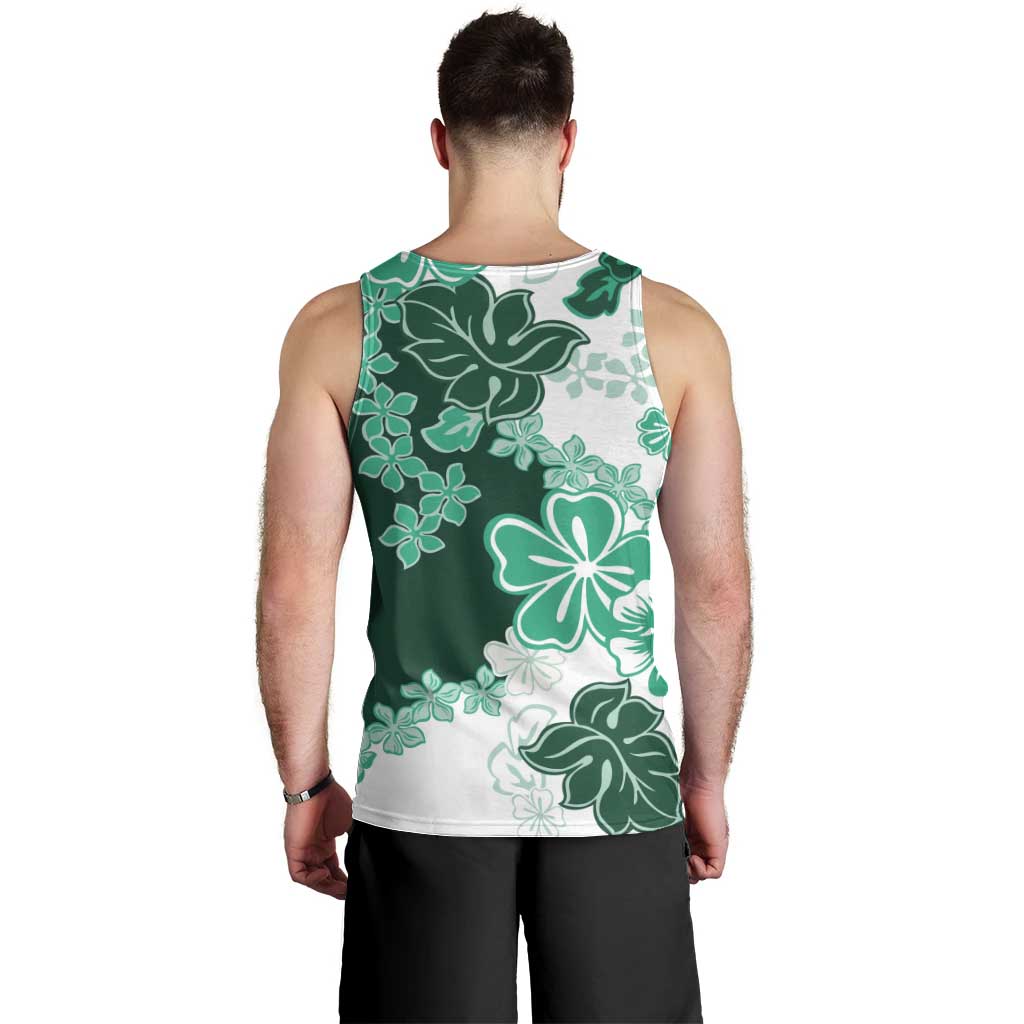 Green Hibiscus Plumeria Floral Men Tank Top LT01 - Polynesian Pride