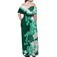 Green Hibiscus Plumeria Floral Off Shoulder Maxi Dress - Polynesian Pride