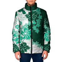 Green Hibiscus Plumeria Floral Padded Jacket - Polynesian Pride