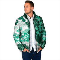 Green Hibiscus Plumeria Floral Padded Jacket - Polynesian Pride