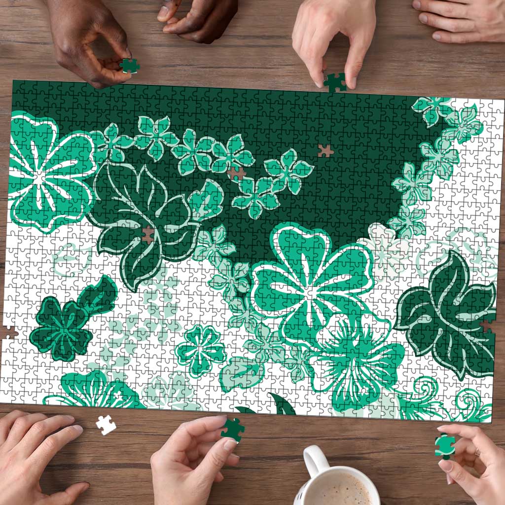 Green Hibiscus Plumeria Floral Puzzle LT01 - Polynesian Pride