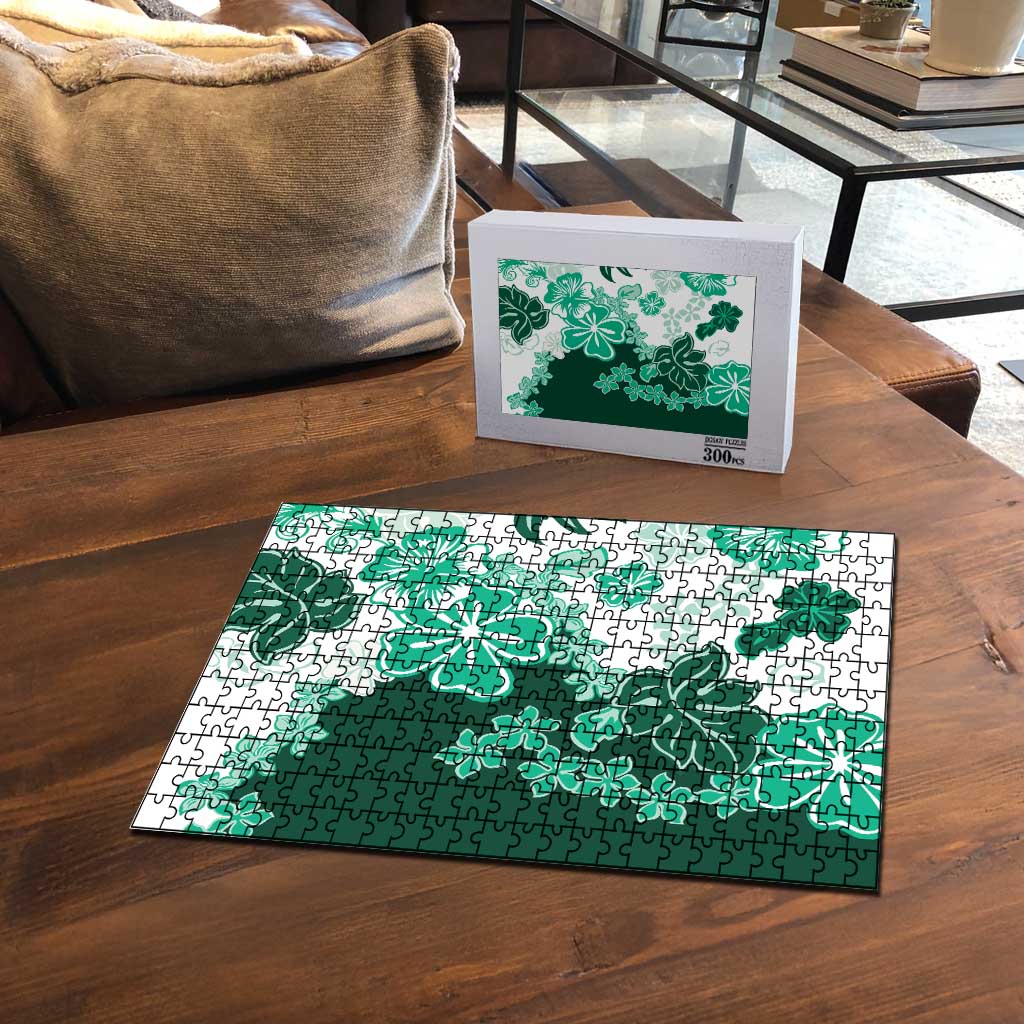 Green Hibiscus Plumeria Floral Puzzle LT01 - Polynesian Pride