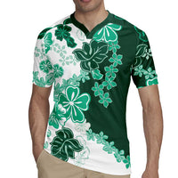 Green Hibiscus Plumeria Floral Rugby Jersey LT01 - Polynesian Pride