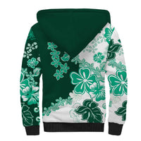Green Hibiscus Plumeria Floral Sherpa Hoodie LT01 - Polynesian Pride