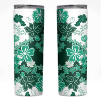 Green Hibiscus Plumeria Floral Skinny Tumbler - Polynesian Pride