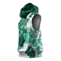 Green Hibiscus Plumeria Floral Sleeveless Hoodie LT01 - Polynesian Pride