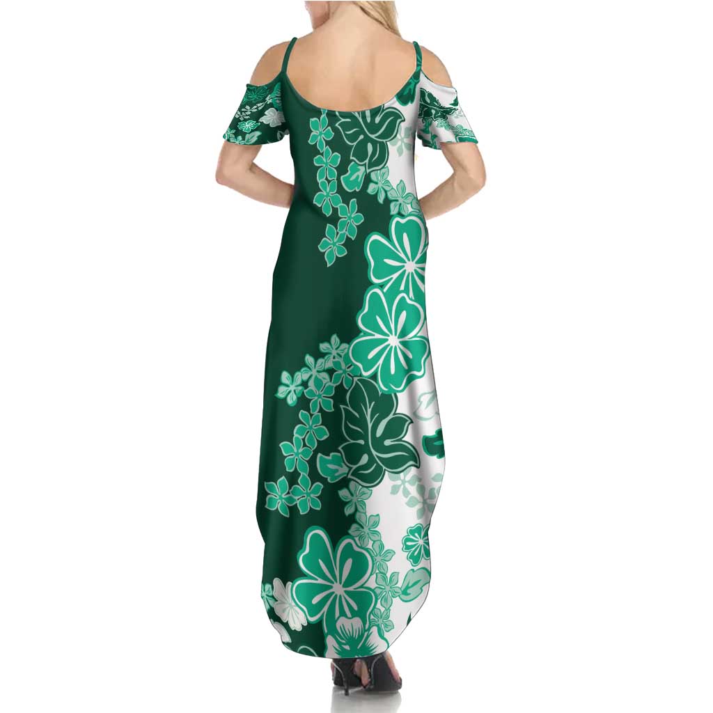 Green Hibiscus Plumeria Floral Summer Maxi Dress - Polynesian Pride
