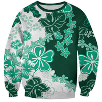 Green Hibiscus Plumeria Floral Sweatshirt LT01 Unisex Green - Polynesian Pride