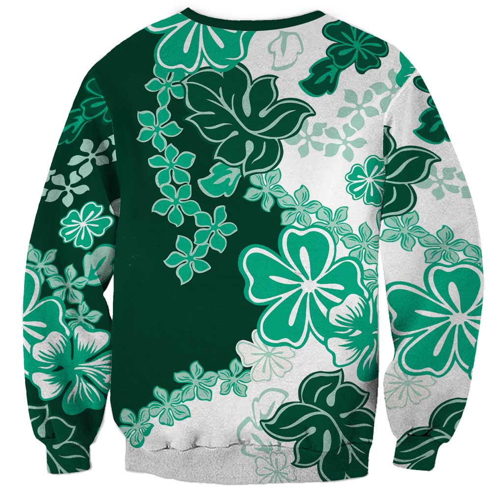 Green Hibiscus Plumeria Floral Sweatshirt LT01 - Polynesian Pride