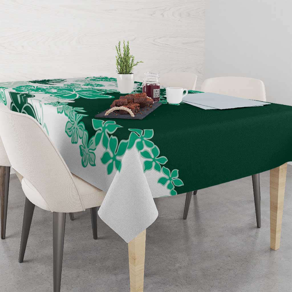 Green Hibiscus Plumeria Floral Tablecloth LT01 - Polynesian Pride