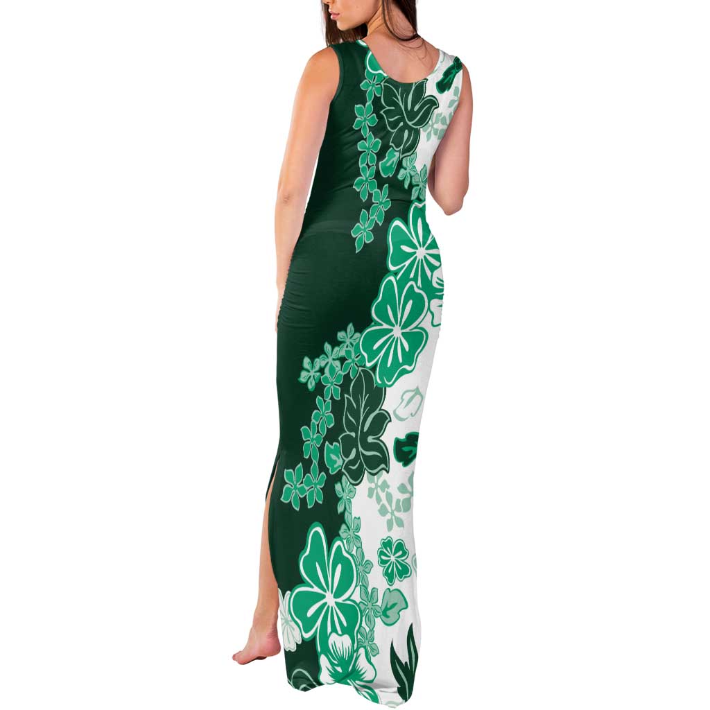 Green Hibiscus Plumeria Floral Tank Maxi Dress - Polynesian Pride