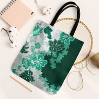 Green Hibiscus Plumeria Floral Tote Bag - Polynesian Pride