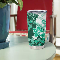 Green Hibiscus Plumeria Floral Tumbler Cup - Polynesian Pride