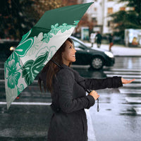 Green Hibiscus Plumeria Floral Umbrella - Polynesian Pride