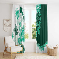Green Hibiscus Plumeria Floral Window Curtain - Polynesian Pride