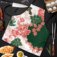 Green Orange Hibiscus Plumeria Floral Apron - Polynesian Pride