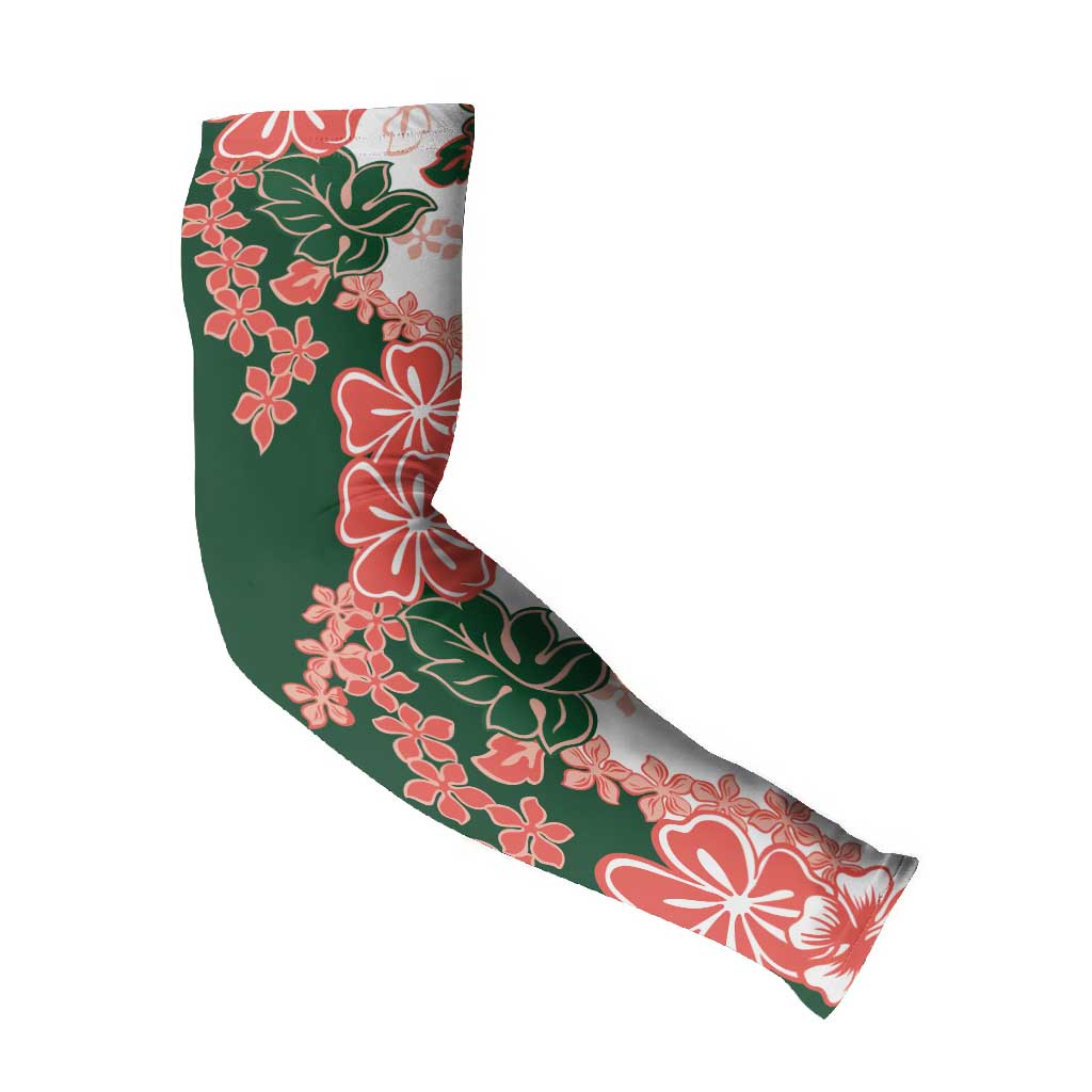 Green Orange Hibiscus Plumeria Floral Arm Sleeves LT01 - Polynesian Pride