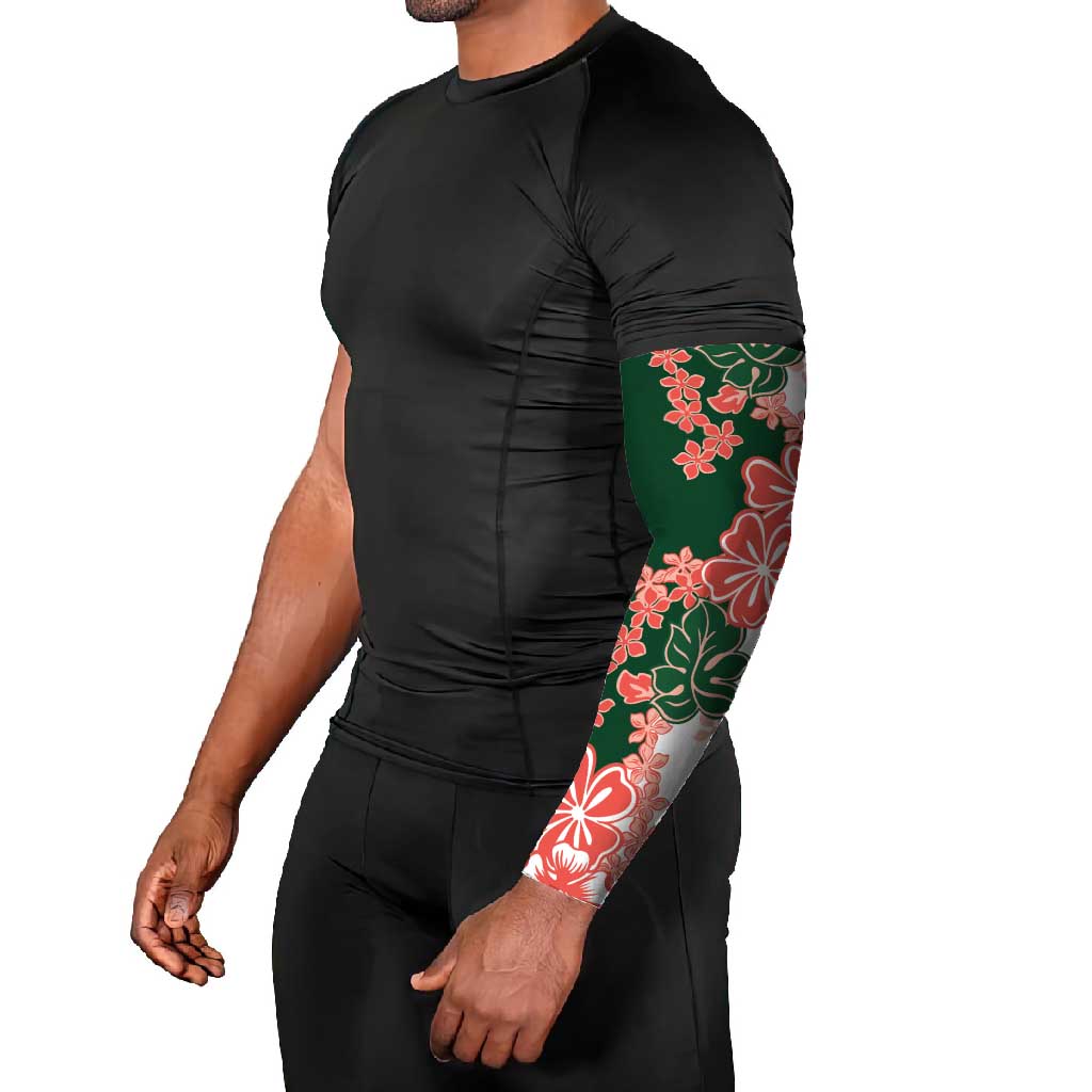 Green Orange Hibiscus Plumeria Floral Arm Sleeves LT01 - Polynesian Pride