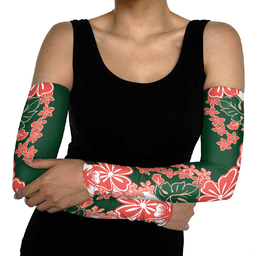 Green Orange Hibiscus Plumeria Floral Arm Sleeves LT01 - Polynesian Pride
