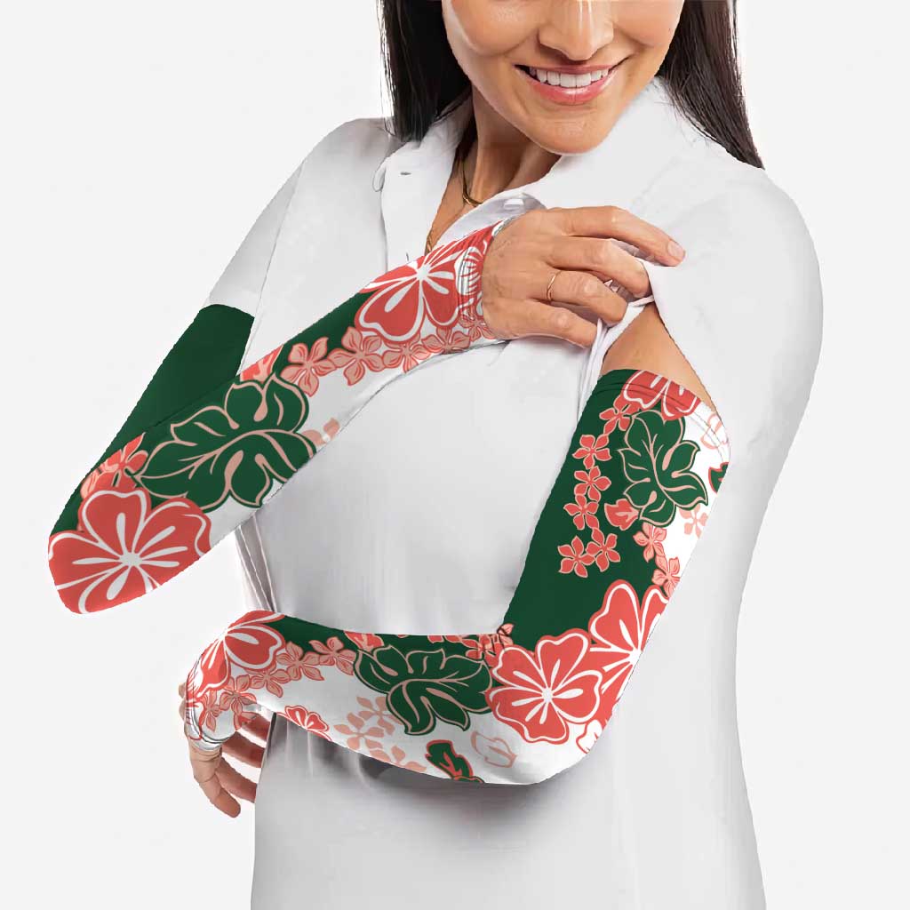 Green Orange Hibiscus Plumeria Floral Arm Sleeves LT01 - Polynesian Pride