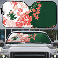 Green Orange Hibiscus Plumeria Floral Auto Sun Shade LT01 Orange - Polynesian Pride