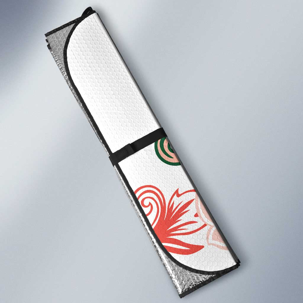 Green Orange Hibiscus Plumeria Floral Auto Sun Shade LT01 - Polynesian Pride