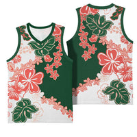 Green Orange Hibiscus Plumeria Floral Basketball Jersey LT01 - Polynesian Pride