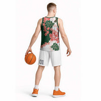 Green Orange Hibiscus Plumeria Floral Basketball Jersey LT01 - Polynesian Pride