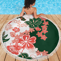 Green Orange Hibiscus Plumeria Floral Beach Blanket LT01 - Polynesian Pride