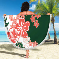 Green Orange Hibiscus Plumeria Floral Beach Blanket LT01 - Polynesian Pride