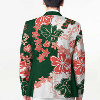 Green Orange Hibiscus Plumeria Floral Blazer - Polynesian Pride