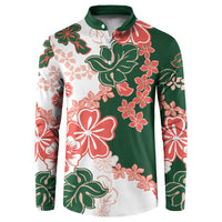 Green Orange Hibiscus Plumeria Floral Button Sweatshirt LT01 Orange - Polynesian Pride