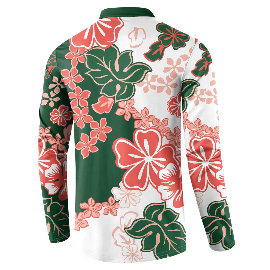 Green Orange Hibiscus Plumeria Floral Button Sweatshirt LT01 - Polynesian Pride