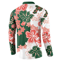 Green Orange Hibiscus Plumeria Floral Button Sweatshirt LT01 - Polynesian Pride