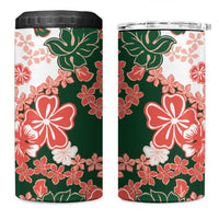 Green Orange Hibiscus Plumeria Floral 4 in 1 Can Cooler Tumbler LT01 One Size: 16 oz Orange - Polynesian Pride