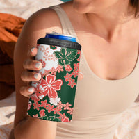 Green Orange Hibiscus Plumeria Floral 4 in 1 Can Cooler Tumbler LT01 - Polynesian Pride
