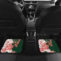 Green Orange Hibiscus Plumeria Floral Car Mats LT01 Set 2pcs - Back Orange - Polynesian Pride