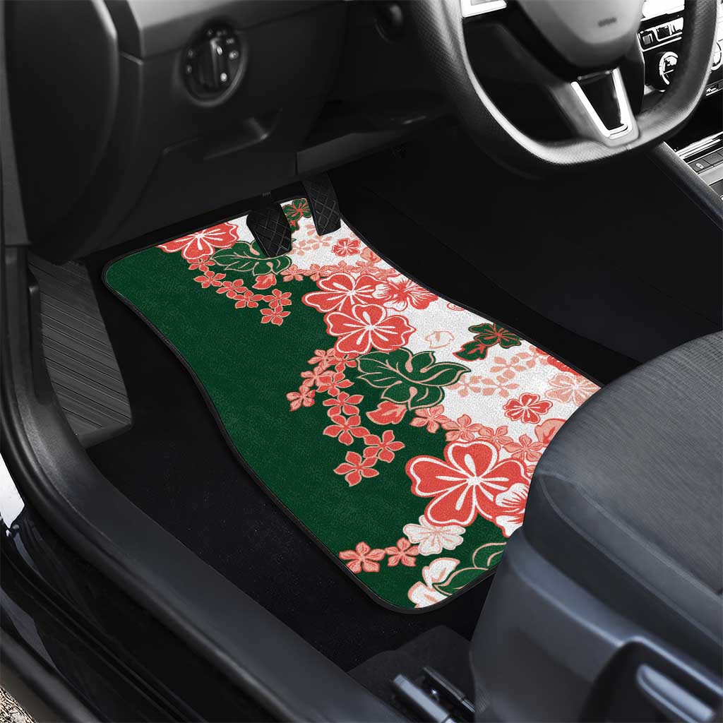 Green Orange Hibiscus Plumeria Floral Car Mats LT01 - Polynesian Pride